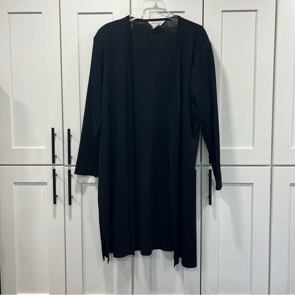 Misook Textured Black Duster Jacket 1X Vintage Cardigan 90’s Open Front Casual - Picture 2 of 11